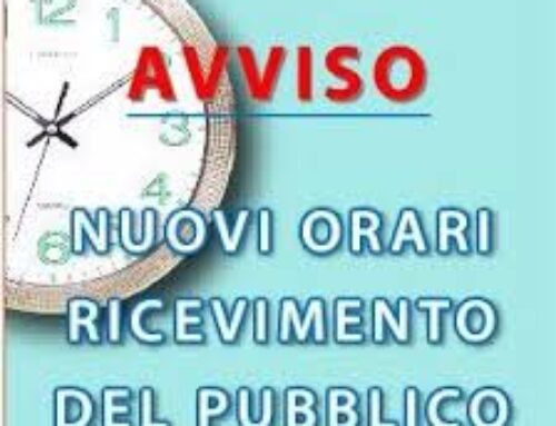 AVVISO ALLA CITTADINANZA “MODIFICA DEGLI ORARI DI APERTURA DEGLI UFFICI COMUNALI” dal 1 febbraio 2025